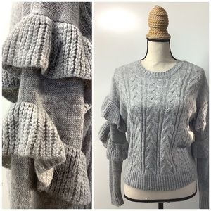 WAYF Sophie Ruffle Sleeve Sweater